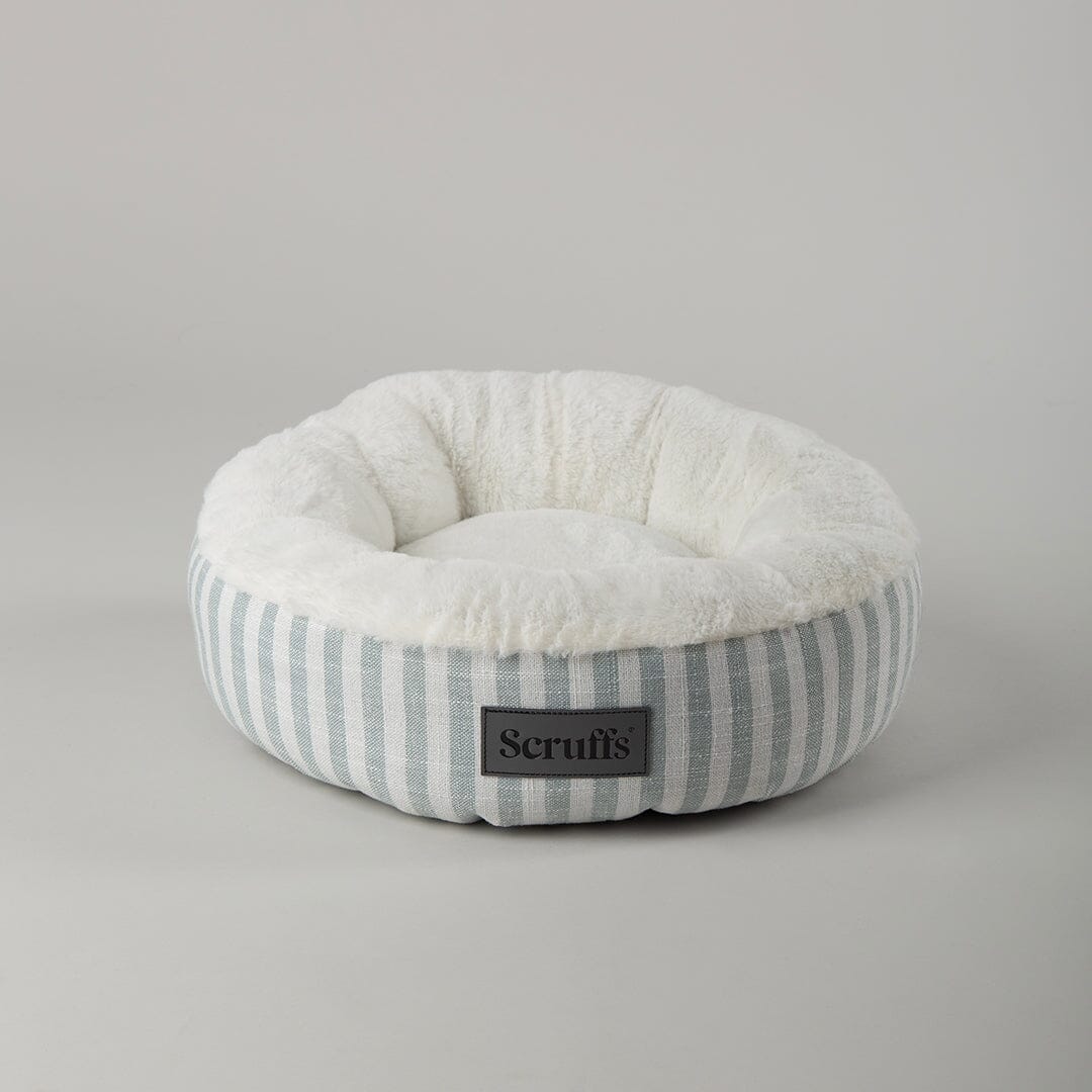 Coastal Cat Bed in Green with fluffy inner cushion