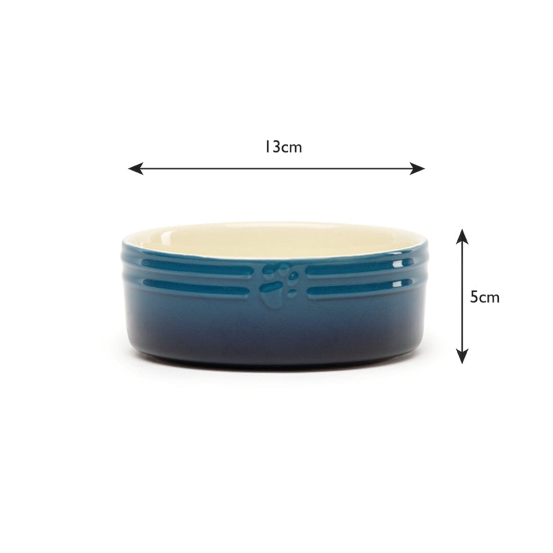 Ombre 2 Piece Dog Food & Water Bowl Set in Blue, dog bowl dimensions